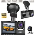 BUĞZ 1080p 3 Kameralı Araç İçi Kamera IPS Ekranlı Ultra Geniş Açılı Gece Görüşlü G Sensörlü