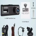 BUĞZ 1080p 3 Kameralı Araç İçi Kamera IPS Ekranlı Ultra Geniş Açılı Gece Görüşlü G Sensörlü