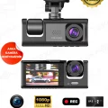  1080P Dash Cam Full Hd Araç içi Kamera Ön Arka ve İç Kayıt 3 Kamera Gece Görüşlü G Sensör Geniş Açı