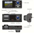  1080P Dash Cam Full Hd Araç içi Kamera Ön Arka ve İç Kayıt 3 Kamera Gece Görüşlü G Sensör Geniş Açı