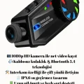 BUĞZ 1080P Video Kayıt Özellikli, Su Geçirmez ve Bluetooth 5.4 Motorcu Interkom Kulaklığı