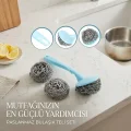 BUĞZ 12 Adet 3+1 Bulaşık Top Teli Uzun Saplı Bx40