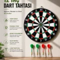 BUĞZ 12 İnç Ahşap Dart Tahtası 4 Adet Metal Uçlu Dart Oku Dahil
