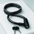 BUĞZ 12 mm Çelik Halat Bisiklet Kilidi 80 cm Anahtarlı Güvenlik Kilidi PVC Kaplamalı Scooter ve Elektrikli Bisiklet Uyumlu - BUĞZ