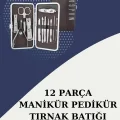  12 Parça Paslanmaz Çelik Kompakt ve Taşınabilir Manikür Makası Tırnak Makası