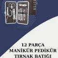 BUĞZ 12 Parça Paslanmaz Çelik Kompakt ve Taşınabilir Manikür Makası Tırnak Makası - BUĞZ