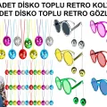 BUĞZ 12 Parça Renkli Disko Toplu Retro Parti Seti – 6 Kolye + 6 Gözlük