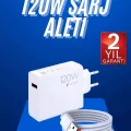  120 Watt Turbo Hızlı Şarj Aleti Seti Hızlı Şarj Adaptörü Beyaz