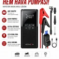 BUĞZ 12000 Mah Akıllı Akü Takviye Ve Dijital Hava Pompası Akım Korumalı