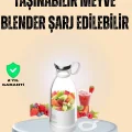  1200mAh Şarjlı, Hafif ve Pratik Taşınabilir Blender