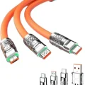 BUĞZ 120W 3 İn 1 Uyumlu Silikon Şarj Kablosu Hızlı Şarj Kablosu