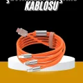 BUĞZ 120W 3 İn 1 Uyumlu Silikon Şarj Kablosu Hızlı Şarj Kablosu