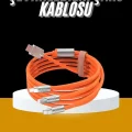  120W 3 İn 1 Uyumlu Silikon Şarj Kablosu Hızlı Şarj Kablosu