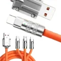 BUĞZ 120W 3 İn 1 Uyumlu Silikon Şarj Kablosu Hızlı Şarj Kablosu
