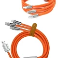 BUĞZ 120W 3 İn 1 Uyumlu Silikon Şarj Kablosu Hızlı Şarj Kablosu