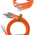 BUĞZ 120W 3 İn 1 Uyumlu Silikon Şarj Kablosu Hızlı Şarj Kablosu