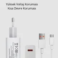 BUĞZ 120W Süper Hızlı Şarj Adaptörü – Type-C Kablo Dahil, Yüksek Voltaj Korumalı - Lisinya