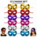 BUĞZ 1239li Metalik Venedik  Parti Maskesi Seti – 6 Renk Karışık