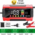 BUĞZ 12V 8A Akıllı Akü Şarj Cihazı 12V 8A LCD Ekranlı Pulse Repair Otomatik Akü Şarj & Desülfatör