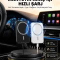 BUĞZ 15W Kablosuz Şarj Destekli MagSafe Araç Tutucu Havalandırma Klipsli