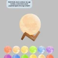 BUĞZ 16 Renkli 3D Ay Gece Lambası RGB Modlu Şarjlı Uzaktan Kumandalı