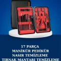 BUĞZ 17 Parça Manikür Seti Taşınabilir Özel Çantalı El ve Ayak Bakımı Tırnak Batığı Temizleme