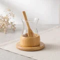 BUĞZ 18 Parça Bambu Çay Seti - 6 Çay Bardağı - Borosilikat Cam