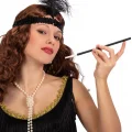 BUĞZ 1920'ler Gatsby Aksesuar Seti – Siyah Charleston Saç Bandı & Sigaralık