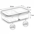  2 Bölmeli 1+1 Litre Kilitli Kapaklı Erzak Saklama Kabı LC-525