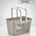 BUĞZ 2li Gri Kulplu Organizer Sepet Mutfak Banyo Düzenleyici Taşıma Seti