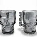 BUĞZ 2li Siyah Cam Kurukafa Kupa Bardak Seti