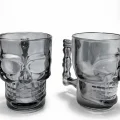 BUĞZ 2li Siyah Cam Kurukafa Kupa Bardak Seti