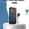 BUĞZ 2 Metre Güçlü Çoklu Priz 8 Soket