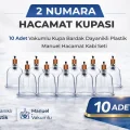 BUĞZ 2 Numara Hacamat Kupası 10 Adet Vakumlu Kupa Bardak Dayanıklı Plastik Manuel Hacamat Kabı