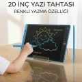 BUĞZ 20 Inc Renkli Lcd Grafik Dijital Kalemli Çizim Tableti Yazı Tahta Not Yazma Eğitim Tableti Mavi