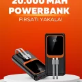  20.000 mAh Powerbank – 22.5W Hızlı Şarj, Çok Kablolu, Dijital Göstergeli