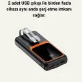  20.000 mAh Powerbank – 22.5W Hızlı Şarj, Çok Kablolu, Dijital Göstergeli
