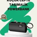 BUĞZ 2000mAh Mini Powerbank Dahili Konektörlü PD 20W