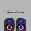  2.1 USB Bağlantılı Oyun Hoparlörü Renkli LED Işıklı