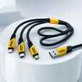 BUĞZ 240W Çoklu Şarj Kablosu Type-C Lightning Micro USB Örgü Kablo