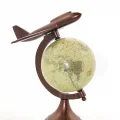 BUĞZ 25x15 cm Pirinç Uçak Tasarımlı Dünya Küre
