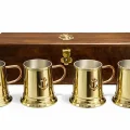 BUĞZ 29x7 cm Ahşap Kutulu 4lü Pirinç Fincan Seti