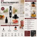 BUĞZ 2hız Ayar - Paslanmaz Çelik Bıçak El Multi Blender Seti 700ml Hazneli Shb-7529 Bx40