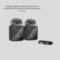 BUĞZ 2’li Kablosuz Yaka Mikrofonu Type-C ve Lightning Uyumlu Profesyonel Set