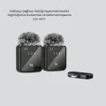 BUĞZ 2’li Kablosuz Yaka Mikrofonu Type-C ve Lightning Uyumlu Profesyonel Set - BUĞZ
