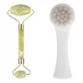  2li Set Çift Taraflı Cilt Temizleme Fırçası ve Yeşim Taşı Çift Taraflı Cilt Masaj Aleti
