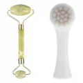  2li Set Çift Taraflı Cilt Temizleme Fırçası ve Yeşim Taşı Çift Taraflı Cilt Masaj Aleti