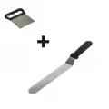 BUĞZ 2li Set Hamur Şekillendirici Eğik Pasta Spatulası ve Metal Hamur Kesici Kazıyıcı Spatula