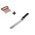 BUĞZ 2li Set Hamur Şekillendirici Eğik Pasta Spatulası ve Metal Hamur Kesici Kazıyıcı Spatula