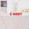 BUĞZ 3 Adet Dalgalı Model Aromaterapi Dağıtıcı Rattan Sopa- Ev Dekor Şişe - Koku Yağı Ahşap Difüzör Çubuk